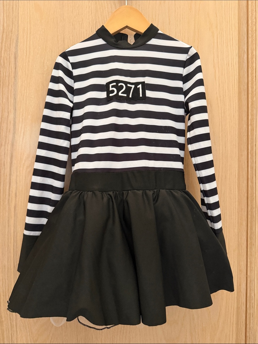Black & White Striped Dress with Skirt